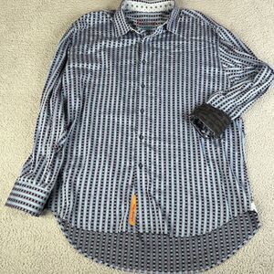 Robert Graham Shirt Mens 3XL Purple Blue Pink Long Sleeve Flip Cuff Button